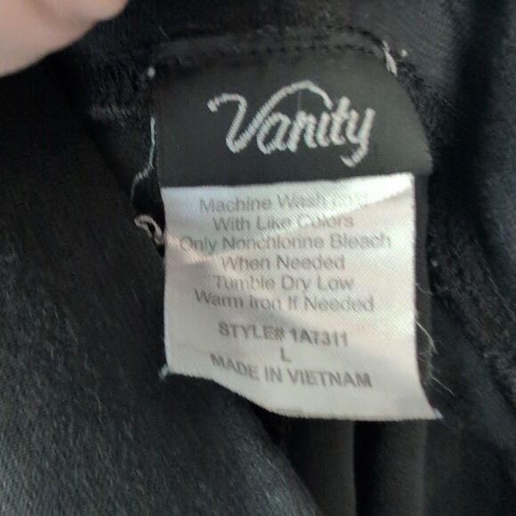 Vanity Women's Large Black Foldover Shorts Casual  Lounge Side Stripe Front Tie - Picture 2 of 6